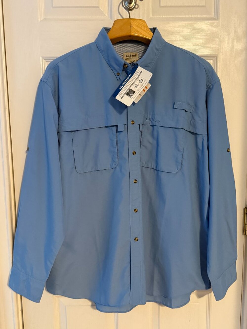 NWT L.L. Bean Technofine Vented Fishing Shirt Long Sleeve Moisture Control UPF